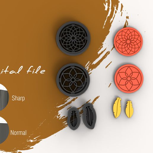 Dreamcatcher Polymer Clay Cutter | Digital STL File | 4 Sizes | 2 Cutter Versions | 2 Designs 3D model