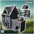 1-PREM.jpg Medieval building with cauldron outside and annex with arch (40) - Medieval Fantasy Magic Feudal Old Archaic Saga 28mm 15mm