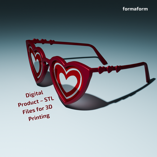 💜 Unique 3D Printed Heart Glasses Frame Digital STL File・ STL