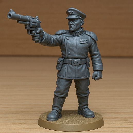 Sci-Fi Marine Commander with Revolver – Tabletop Miniature Leader Model 3D model