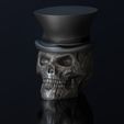 ShopA.jpg Skull with top hat hollow inside, eyes closed