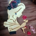 344099531_211867578254745_6205382093949670571_n.jpg STL file Disney Princee Belle Holding a Rose / Birthday/wedding centerpiece/ Cake topper/ Wall Decor /2d wall art・3D printing template to download