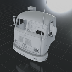 E.png STL file MERCEDES BENZ LP 321 TRUCK CABIN・Model to download and 3D print