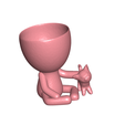 Robercat_0.png Free STL file Robert Planter Vase with Cat Pet N ° 111・3D printable design to download