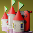 render_003.png PEACH - MUSHROOM CASTLE - NINTENDO SWITCH WALL AND TABLE STAND WITH DOCK + 26 GAMES