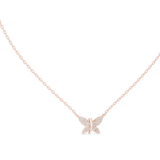 Diamond Butterfly Pendant 3D Model | Rose Gold Nature-Inspired Necklace CAD