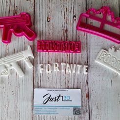 Fortnite 9cm.jpg STL file Fortnite Logo and Machine Gun・3D printable model to download