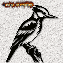 project_20231002_2233341-01.png STL file woodpecker wall art wood pecker wall decor 2d art bird・3D printer design to download