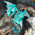 2.png Armored Spike Dragon, Powerful Four Winged Dragon, Flexible, Print In Place, Cinderwing3D