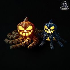 IMG_23761.jpg Archivo STL Pumptopus - Jack O'Lantern - Articulado - Impresión en el sitio - Sin soportes - Calabaza・Objeto imprimible en 3D para descargar