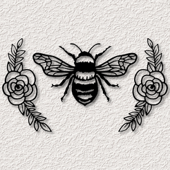 project_20230703_0915257-01.png Realistic BumbleBee wall art bumble bee wall decor flower pack