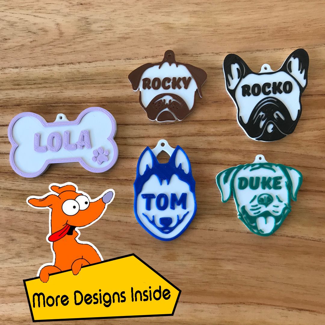 dogtags1.jpg Fichier STL Collection d'étiquettes pour animaux de compagnie - 10 dessins !・Modèle pour impression 3D à télécharger, Filar3D