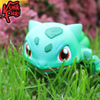 01.png Pokemon Bulbasaur Multicolor Flexi Print-In-Place + figura y llavero