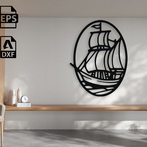 🚢 Sailing Ship Wall Decor・ 3D File for 3D printing and CNC machining ...