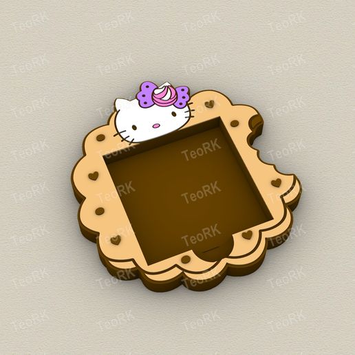 Post-It, Sticky Note Holder HELLO KITTY SWEET CHOCOLATE COOKIE - 3MF pre-painted , STL