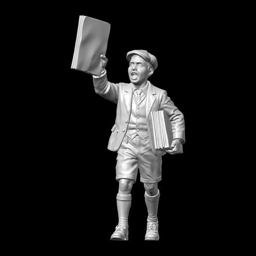 Urban Street Corner - Newsboy with Raised Paper