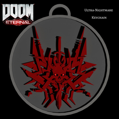 ULTRA-NIGHTMARE KEYCHAIN STL file Doom Eternal Ultra-Nightmare Logo keychain・3D printable design to download