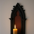 3D-Printed-candle-holder.png Gothic Wall Candle Holder, 3D Printed Candle Shelf | Gift for Her