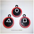 SQUID-GAME-KEYCHAIN-3D-01.jpg ○△□ Squid Game Soldier Geometry Mask turning keychain