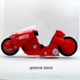 akira with stand1.jpg Free STL file AKIRA motorcycle・Design to download and 3D print