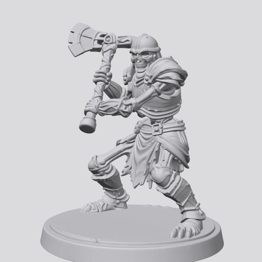 Skeleton Warrior Miniature - 3D Printable STL Fantasy Miniature