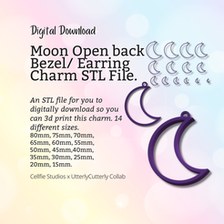 Cover-9.png Moon Earring Charm STL File - Digital Download -14 Sizes- Necklace Earring Keyring Celestial Design