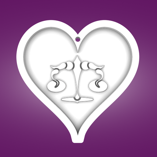 Key pendant, heart, Libra 3D model