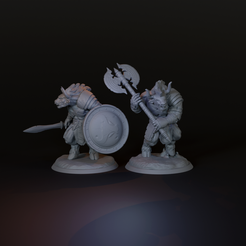 Minotaur-warriors-dnd.png Minotaur gladiators - dnd miniatures, two variations: sword and shield and great axe - PRE SUPPORTED