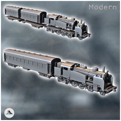 1-PREM.jpg STL file Steam train 2-4-4 with passenger car (1) - Modern WW2 WW1 World War Diaroma Wargaming RPG Mini Hobby・3D print object to download