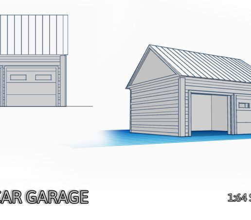 1/64 Two bay garage 3D model