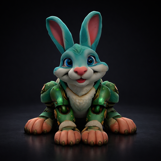 Cute Cyborg Bunny Easter Figure – 3D Printed Rabbit Robot Decor, Spring Basket Stuffer