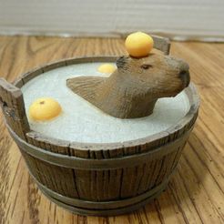 1.jpg STL file Capybara chill'n in a tub with oranges・Template to download and 3D print