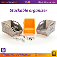 STL-ORGANIZADOR-PORTADA2.png Stackable storage container box. Organizer for materials or tools. STL digital download for 3D printing