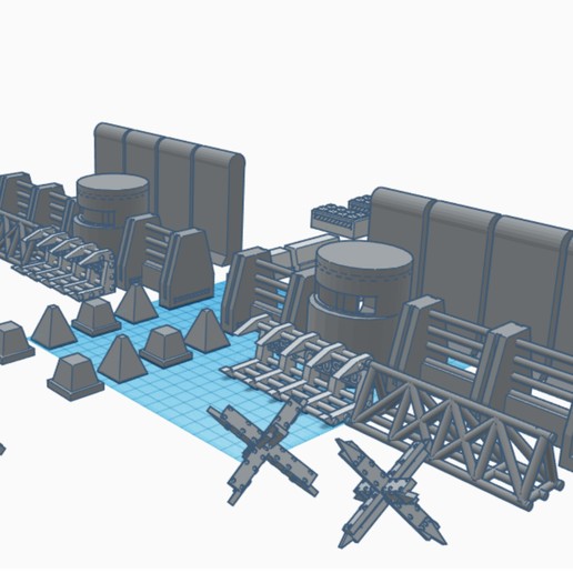 Urban Barrier Set for Wargames - Tank Trap / Obstacle