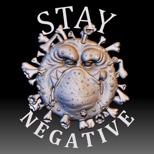 Covid Monster STL file 3D model Coronavirus relief for CNC router - 3D model önizlemesi