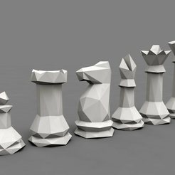 PM3D_CHESS_SET_3d.png Free STL file CHESS SET 3d LOW POLY STYLE・3D printer design to download