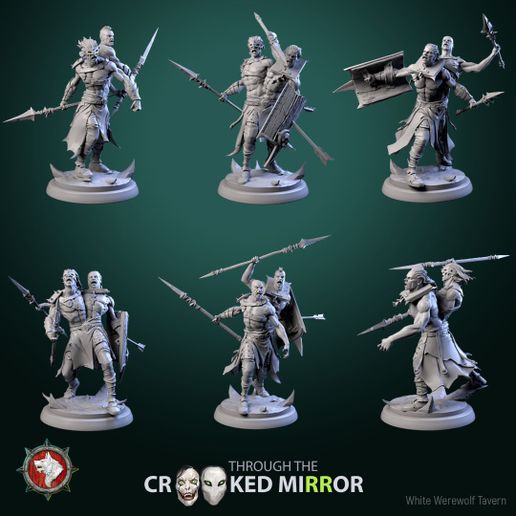 Fleshbound Sentinels set 6 miniatures 32mm pre-supported 3D model