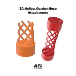 3D Hollow Garden Hose Attachments ALEX ALDRIDGE Fichier STL gratuit Concepts de fixation de tuyau d'arrosage en 3D・Objet à télécharger et à imprimer en 3D, alexaldridge