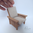MORRIS-CHAIR-Dollhouse-Miniature.png Reclining Morris Chair Dollhouse Miniature | Gustave Stickley Morris Chair 3D Miniature | Miniature Mission Chair | Miniature Chair for Dollhouse