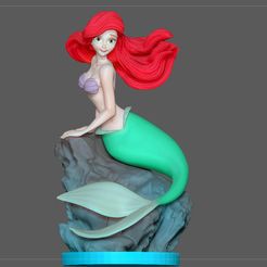 0.jpg STL-Datei ARIEL KLEINER MERMAID DISNEY Prinzessin ANIMATION CHARAKTER STATUE・3D-druckbare Vorlage zum herunterladen