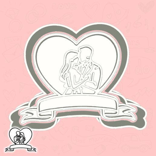 Wedding Day cookie cutters - bride & groom (heart shaped) (style 1)