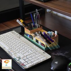 3.jpg Fichier STL Falconsson - Organiseur de bureau - Porte-stylos - Impression en place・Modèle à imprimer en 3D à télécharger