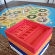 20210622_154209.jpg Catan compatible player tray, game piece holder, organizer, settlers storage for a popular building trading settling board game