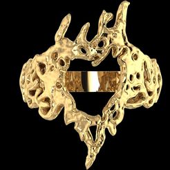 top.jpg STL file Heart ring・3D printing template to download