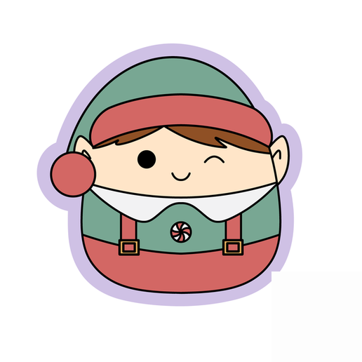 Cute Christmas Elf Cookie Cutter STL – Winking Elf 3D Print File