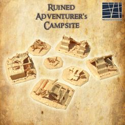 Ruined-Adventurer-Campsite-1-Re.jpg Fichier 3D Ruined Campsite 28 MM Tabletop Terrain・Idée pour impression 3D à télécharger