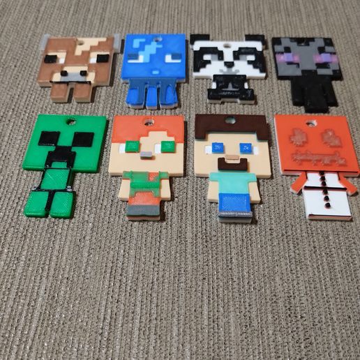 Pack x 8 Minecraft Keychains 3D model