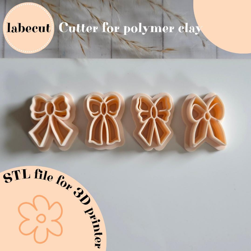 Bow ribbon polymer clay cutter