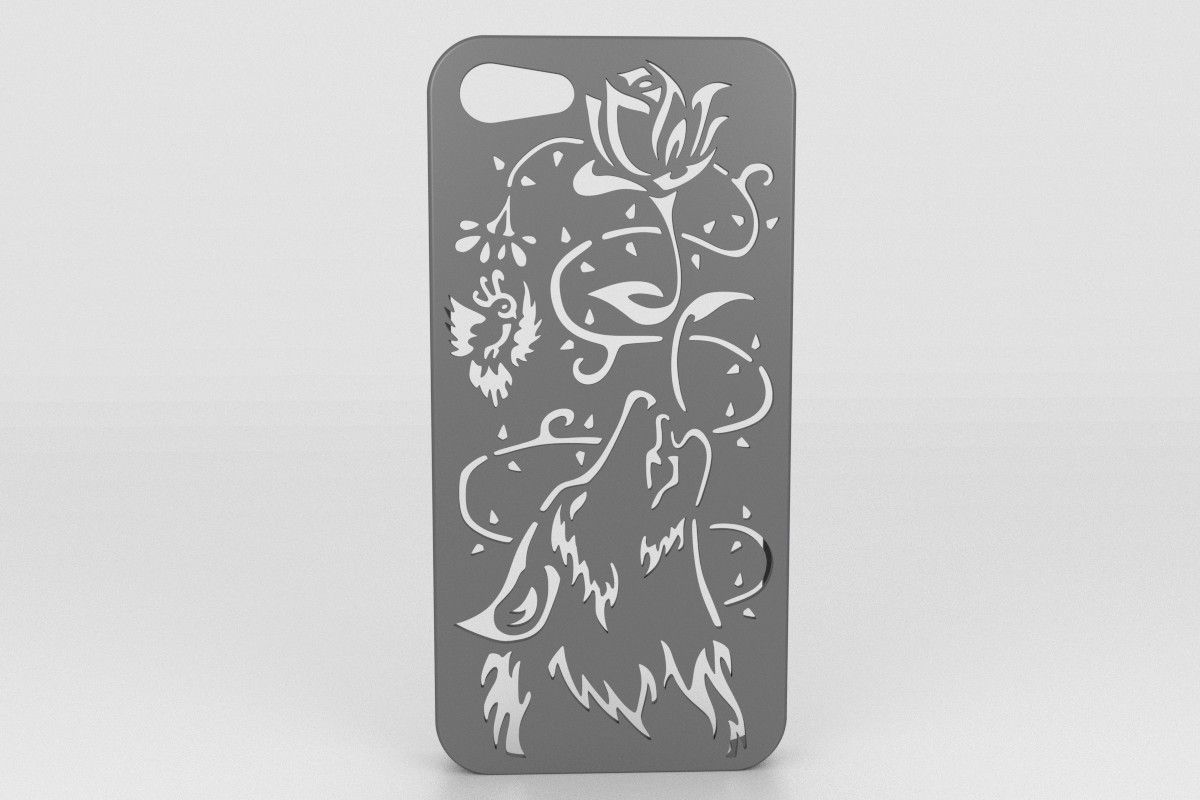 Wolf Iphone Case 5.jpg Download STL file Howling Wolf Iphone 5 5s • 3D print design, Custom3DPrinting