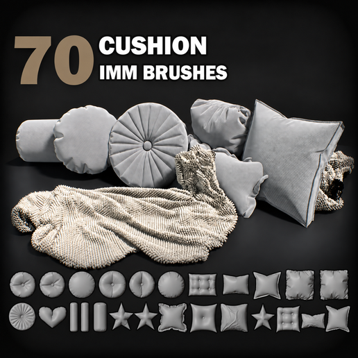 70 Printable Cushions & Pillows – STL + Pre-Supported Miniature Furniture Pack